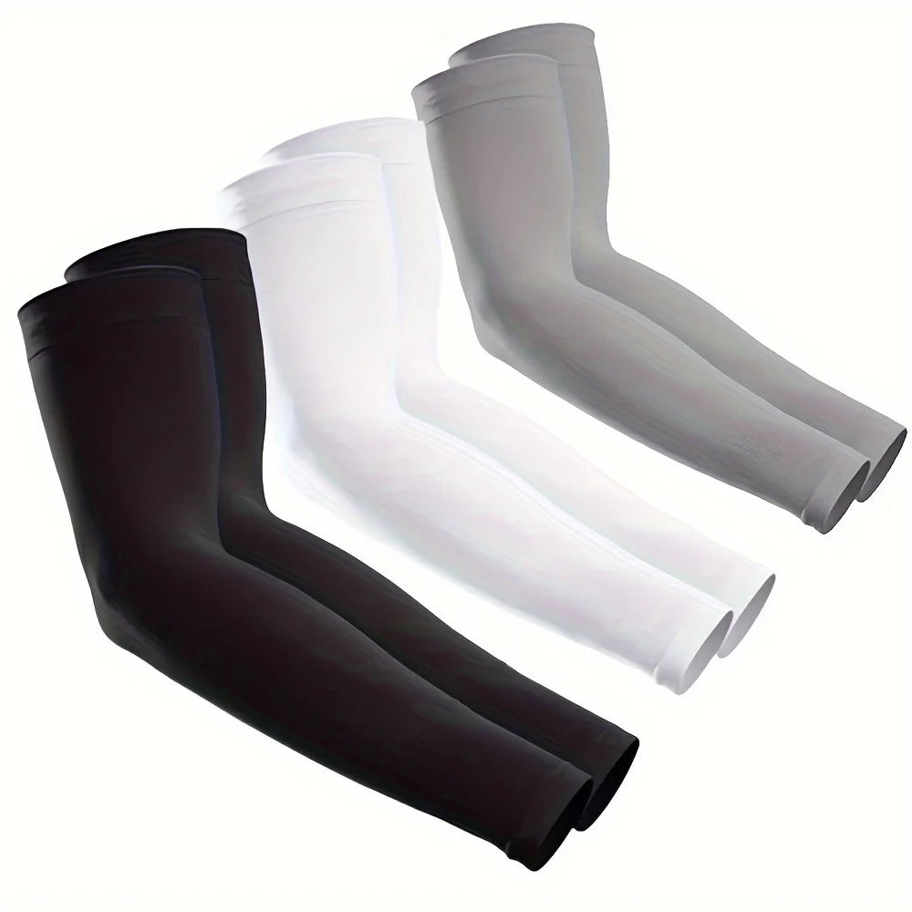 3 Pairs Cooling Breathable Arm Sleeves Anti‑UV Sun Protection Covers For Men Women Driving Golf Cycling Sports