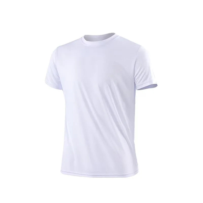 Men's Summer Black And White Solid Color Quick Drying Sports Short Sleeved Loose And Breathable Sports Running Trend