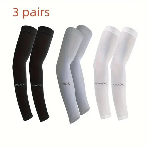 3 Pairs Cooling Breathable Arm Sleeves Anti‑UV Sun Protection Covers For Men Women Driving Golf Cycling Sports